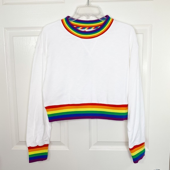 Target Tops | Pride Crop Sweatshirt White Wrainbow Trim | Color: Red/White | Size: S | Hollylynnsclost's Closet